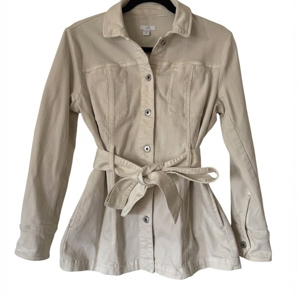 J. Jill Jackets & Blazers - J. Jill Chino Journey Button Front Belted Trench Utility in Cream Jacket